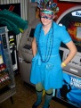 teal dress with mask